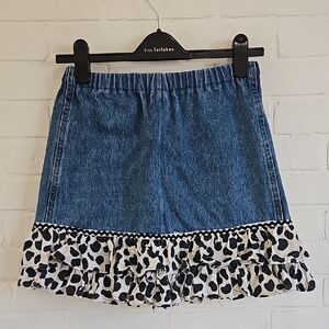 2/$10 Handmade Denim Skirt with Ruffle Hem